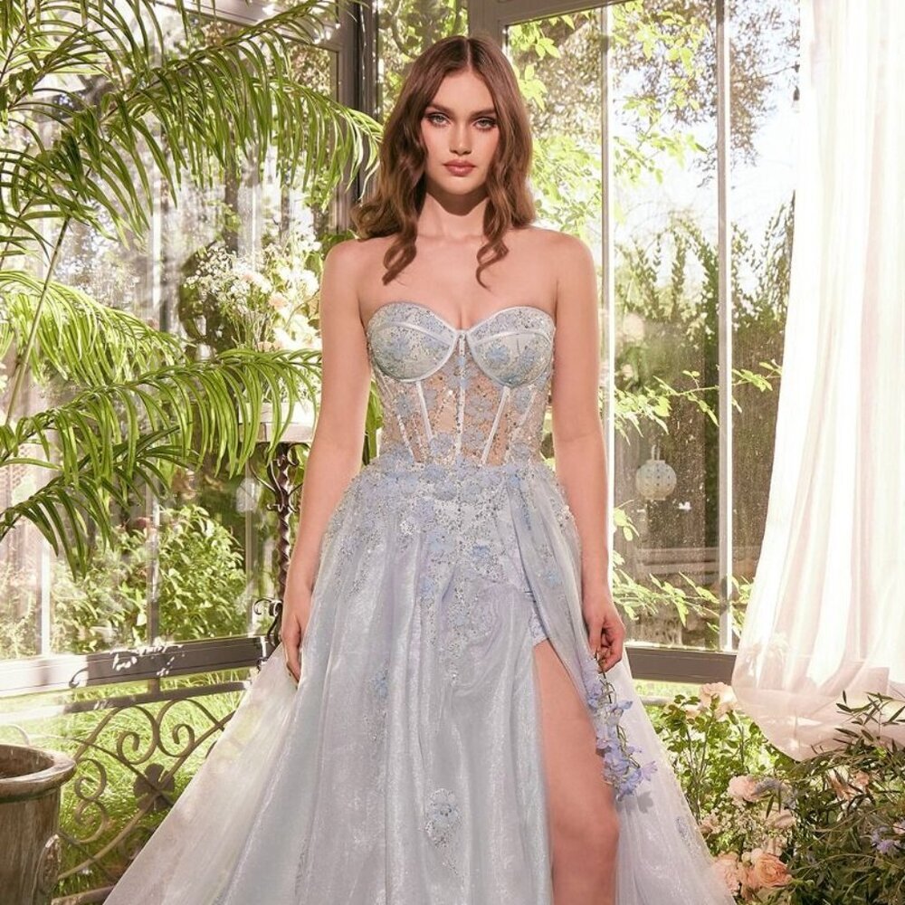 New Elegant Strapless Asymmetric A-Line Tulle Dress w/ Sweetheart Neck CD A1381
